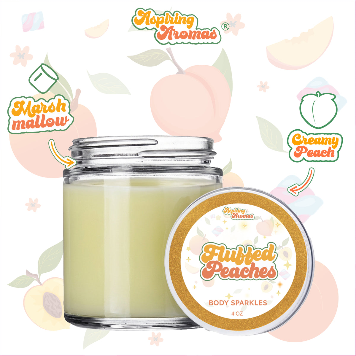 🍑✨ Fluffed Peaches Body Sparkles  *Seasonal Exclusive* (Kindly allow 7–15 business days for order processing and shipment.)