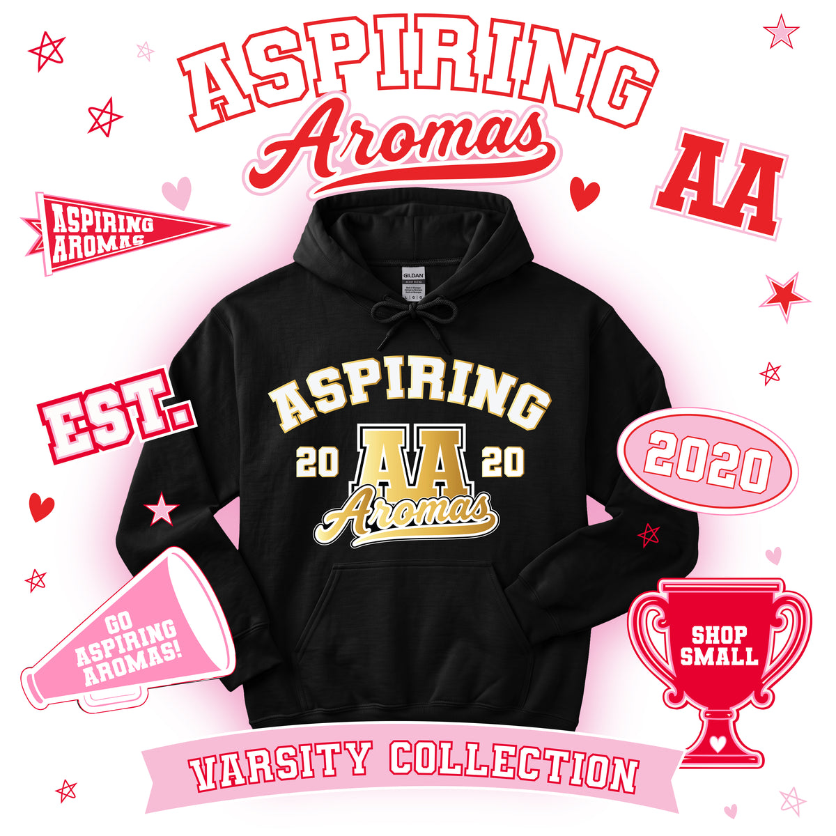 AA Elite  Hoodies - Gold Black & White